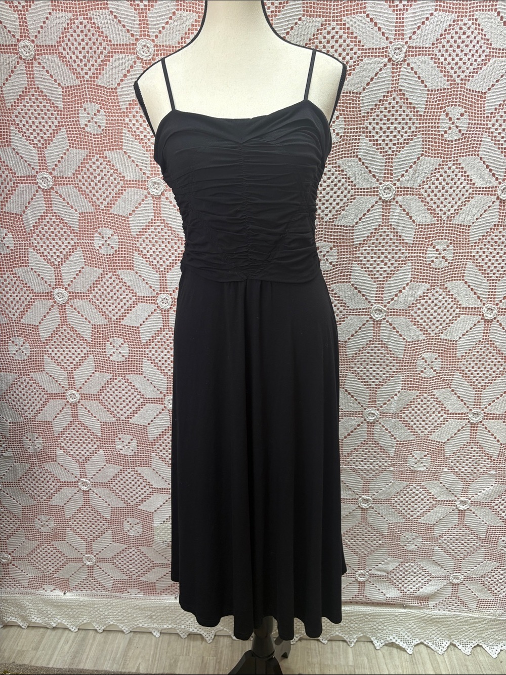 Y2K Suzy Shier | Slinky Black Dress with Ruched Bodice
